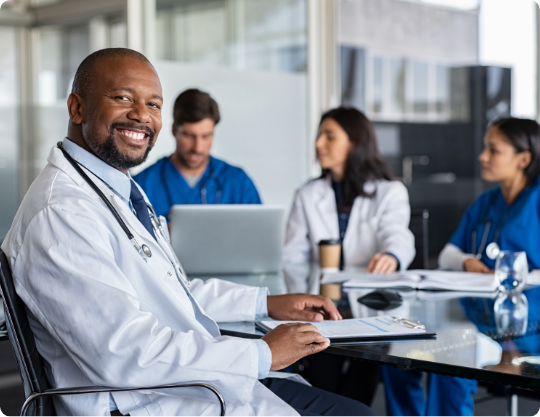 Locum tenens providers in a meeting