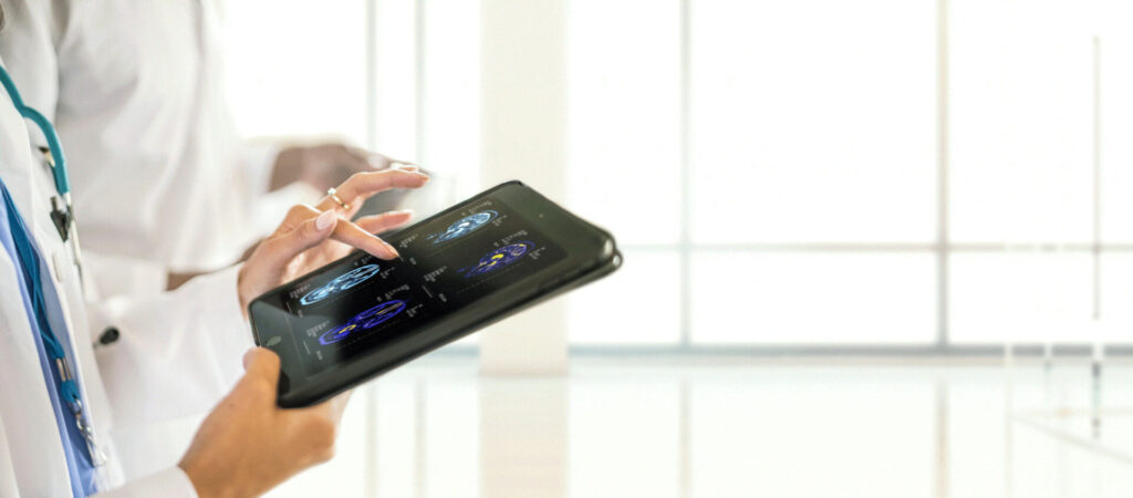 Locum tenens physician using tablet